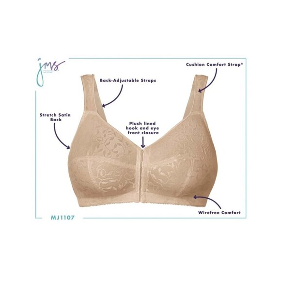 NWT Playtex 44C Women's Easy-On Front Close Wireless Bra, Style 1107 White - Picture 6 of 6
